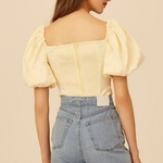 TWOTWINSTYLE-Spring-Casual-Women-Blouse-Square-Collar-Puff-Sleeve-Hollow-Out-Solid-Slim-Short-Shirt-Female