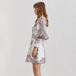 TWOTWINSTYLE-Vintage-Print-Women-Dress-Lapel-Lantern-Sleeve-High-Waist-With-Sashes-Button-Mini-Dresses-Female