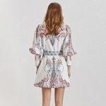 TWOTWINSTYLE-Vintage-Print-Women-Dress-Lapel-Lantern-Sleeve-High-Waist-With-Sashes-Button-Mini-Dresses-Female