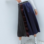 EAM-2019-New-Spring-Summer-High-Elastic-Waist-Blue-Hit-Color-Pleated-Stitch-Ruffles-Half