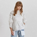 TWOTWINSTYLE-Summer-Hollow-Out-White-Shirt-For-Women-Stand-Collar-Lantern-Sleeve-Loose-Blouse-Female-Fashion