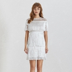 TWOTWINSTYLE-Summer-Hollow-Out-Women-s-Dress-O-Neck-Short-Sleeve-Tassel-High-Waist-Slim-2019