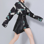 TWOTWINSTYLE-Pu-Jupe-En-Cuir-Taille-Haute-Zipper-Irr-guli-re-Un-Lne-Mini-Jupes-Grande