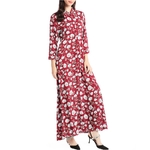Femmes-Boh-me-Maxi-Manches-Longues-Casual-Robe-Vintage-Caftan-Islamique-Abaya-Musulman-robe-dot-impression