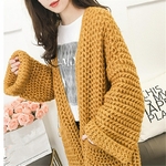 Korobov-Korean-V-Neck-New-Arrival-Cardigans-Auttum-Long-Sleeve-Women-Cardigan-Thick-Solid-Pockets-Female