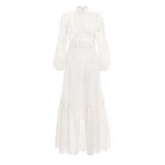 TWOTWINSTYLE-Elegant-Solid-Women-Dress-Stand-Collar-Lantern-Sleeve-High-Waist-Ruffles-Hollow-Out-Midi-Dresses