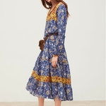 Bohemian-Women-Spring-Dress-2019-New-Fashion-Floral-Prints-Patchwork-Modern-Lady-s-Mid-Calf-Dresses