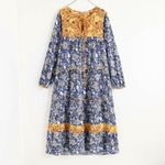 Bohemian-Women-Spring-Dress-2019-New-Fashion-Floral-Prints-Patchwork-Modern-Lady-s-Mid-Calf-Dresses