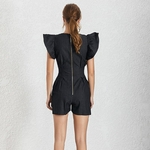 Deuxtwinstyle-noir-combinaisons-pour-femmes-col-en-V-volants-manches-taille-haute-pantalons-courts-femme-2019