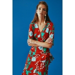 Koton-Women-Red-V-Neck-Midi-Dress-8YAK88733PW