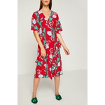Koton-Women-Red-V-Neck-Midi-Dress-8YAK88733PW