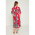 Koton-Women-Red-V-Neck-Midi-Dress-8YAK88733PW