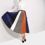 Nouveau-2019-Style-cor-en-femmes-ligne-a-multicolore-longue-jupe-pliss-e-taille-lastique-ray
