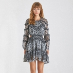 Deuxtwinstyle-Sexy-dos-nu-imprimer-robe-pour-femmes-col-montant-trois-quart-manches-taille-haute-volants