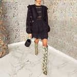 Deuxtwinstyle-l-gant-vider-femmes-robe-O-cou-lanterne-manches-taille-haute-Slim-Mini-robes-femme