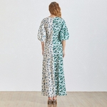 Deuxtwinstyle-t-imprimer-femmes-cor-ennes-robe-col-en-V-demi-manches-taille-haute-Slim-Hit