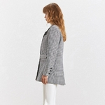 TWOTWINSTYLE-Xadrez-Blazer-Elegante-Para-Mulheres-Bot-o-de-Lapela-Collar-Manga-Comprida-Tamanho-Grande-Casaco