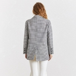 TWOTWINSTYLE-Xadrez-Blazer-Elegante-Para-Mulheres-Bot-o-de-Lapela-Collar-Manga-Comprida-Tamanho-Grande-Casaco