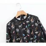 Femmes-vintage-o-cou-mignon-animal-imprim-d-contract-mini-robe-dames-taille-lastique-volants-chic
