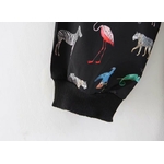Femmes-vintage-o-cou-mignon-animal-imprim-d-contract-mini-robe-dames-taille-lastique-volants-chic
