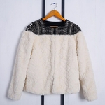 TWOTWINSTYLE-Velo-Bras-o-Rivet-Para-As-Mulheres-da-Pele-Do-Falso-Patchwork-Manga-Comprida-Grosso