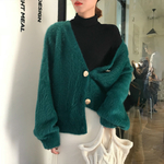 Femmes-automne-hiver-vison-velours-blanc-chandail-manteau-manches-longues-tricot-Cardigan-col-en-v-d