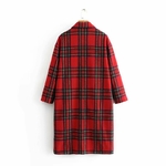 Nouveaut-femmes-rouge-Plaid-m-lange-laine-manteau-d-contract-simple-bouton-pais-chaud-avec-poche
