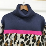 Deuxtwinstyle-Hit-couleur-l-opard-chandails-pour-femme-col-roul-manches-longues-tricot-grande-taille-femmes