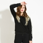 EAM-2019-Nwe-printemps-mode-o-cou-fendu-Joint-gaze-manches-longues-Double-ailes-noir