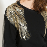 EAM-2019-Nwe-printemps-mode-o-cou-fendu-Joint-gaze-manches-longues-Double-ailes-noir