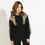 EAM-2019-Nwe-printemps-mode-o-cou-fendu-Joint-gaze-manches-longues-Double-ailes-noir