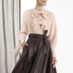 Deuxtwinstyle-l-gant-Bow-femmes-chandail-col-roul-lanterne-manches-solide-pulls-pulls-femme-2019-mode