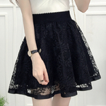 Nouveau-mode-femmes-filles-Style-Preppy-dentelle-taille-haute-d-t-printemps-gaze-noir-A-ligne