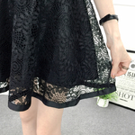 Nouveau-mode-femmes-filles-Style-Preppy-dentelle-taille-haute-d-t-printemps-gaze-noir-A-ligne