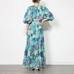 TWOTWINSTYLE-robe-Vintage-imprim-Floral-pour-femmes-col-rond-manches-courtes-bouffantes-taille-haute-pliss-e
