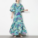 TWOTWINSTYLE-robe-Vintage-imprim-Floral-pour-femmes-col-rond-manches-courtes-bouffantes-taille-haute-pliss-e