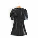 Withered-autumn-leather-dress-women-high-street-vintage-puff-sleeve-o-neck-vestidos-de-fiesta-de