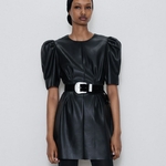 Fandy-Lokar-Faux-Leather-Dresses-Women-Fashion-Short-Sleeve-Leather-Dress-Women-Elegant-O-Neck-Mini