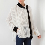 Deuxtwinstyle-Patchwork-Plaid-irr-guli-re-Blouses-femme-revers-col-manches-longues-Hit-couleur-pliss-e