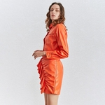 Deuxtwinstyle-PU-cuir-deux-pi-ces-ensemble-pour-les-femmes-revers-col-veste-taille-haute-volants