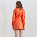 Deuxtwinstyle-PU-cuir-deux-pi-ces-ensemble-pour-les-femmes-revers-col-veste-taille-haute-volants