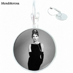 Pour-filles-cadeau-Audrey-Hepburn-verre-cristal-Bronze-argent-dor-Clip-oreille-crochet-boucles-d-oreille