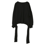 EAM-2020-nouveau-automne-hiver-col-rond-manches-longues-couleur-unie-noir-dos-pansement-Bow