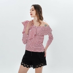 TWOTWINSTYLE-Off-paule-Sexy-Blouse-Volants-Ray-Femmes-de-Chemise-Manches-Longues-Tops-Femme-V-tements