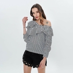 TWOTWINSTYLE-Off-paule-Sexy-Blouse-Volants-Ray-Femmes-de-Chemise-Manches-Longues-Tops-Femme-V-tements