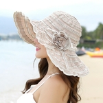Chapeau-Large-bord-pour-femmes-Chapeau-de-soleil-de-plage-ajustable-anti-uv-avec-fleurs-de