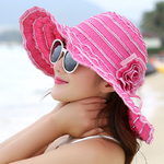 Chapeau-Large-bord-pour-femmes-Chapeau-de-soleil-de-plage-ajustable-anti-uv-avec-fleurs-de