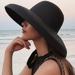 Chapeaux-de-soleil-pour-femmes-Uni-l-gant-chapeau-large-bord-chapeau-de-plage-en-paille