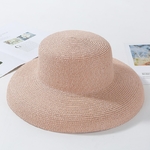 Chapeaux-de-soleil-pour-femmes-Uni-l-gant-chapeau-large-bord-chapeau-de-plage-en-paille