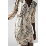 Fl-tri-robes-f-minin-robe-angleterre-style-unique-poitrine-impression-Serpent-peau-puff-manches-col